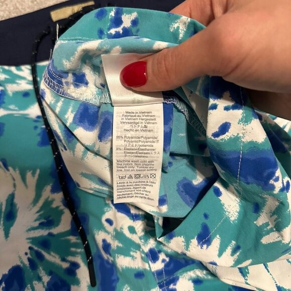 J. Crew Mens Tie Dye Blue Swim Trunks Size 34 Beach Vacation Summer - Picture 7 of 8